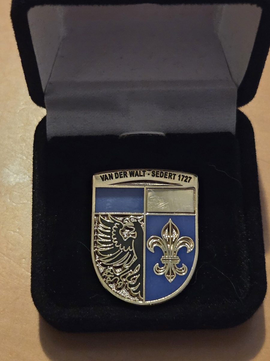 The Van der Walt pin in its velvet box
